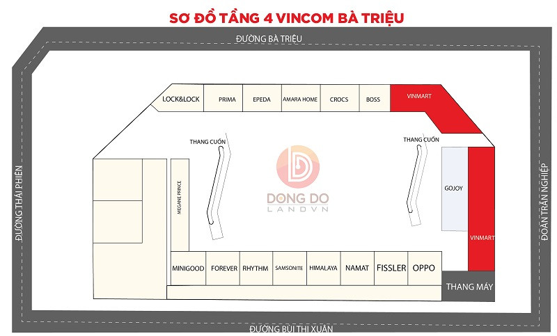 Bản đồ bố cục Vincom Bà Triệu tầng 4