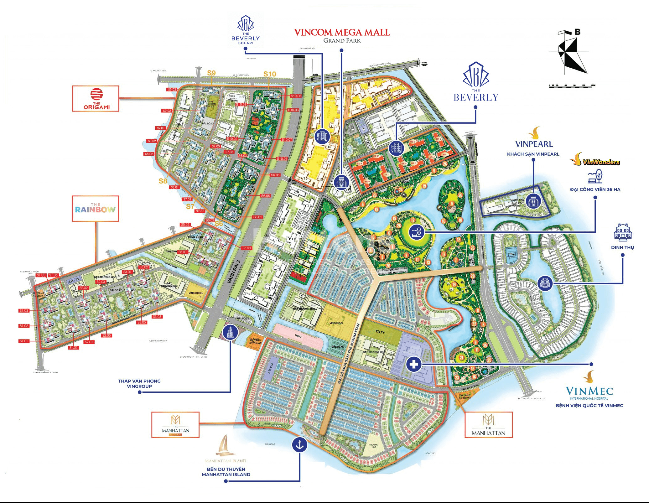 Bản đồ vị trí chiến lược của Vincom Mega Mall Grand Park, dễ dàng tiếp cận từ các khu vực