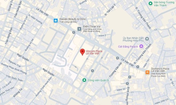 Bản đồ vị trí Vincom Plaza Lê Văn Việt, giúp bạn dễ dàng tìm đường đến khu ẩm thực phong phú