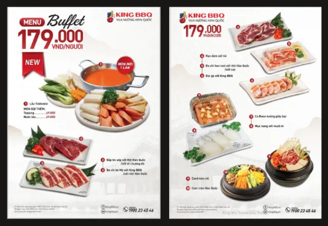 Bảng giá Buffet 179K của King BBQ tại Cần Thơ