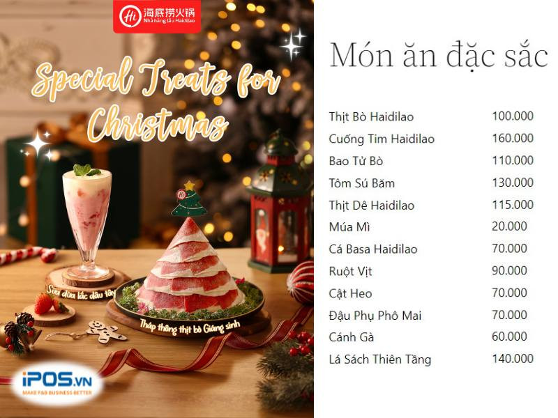 Bảng giá menu Haidilao, thể hiện chất lượng xứng tầm với dịch vụ và trải nghiệm ẩm thực tại Vincom Times City.