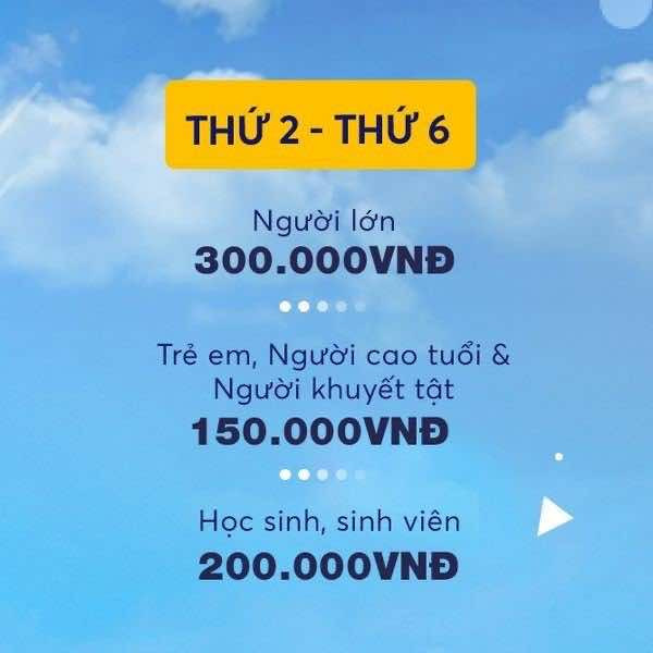 Bảng giá vé tham quan SkyView Landmark 81 áp dụng cho các ngày trong tuần