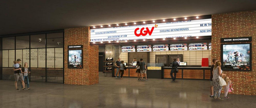 Bên trong rạp chiếu phim CGV tại Vincom Đồng Khởi, với không gian hiện đại và màn hình lớn, mang đến trải nghiệm giải trí đặc sắc trên các tầng giải trí.
