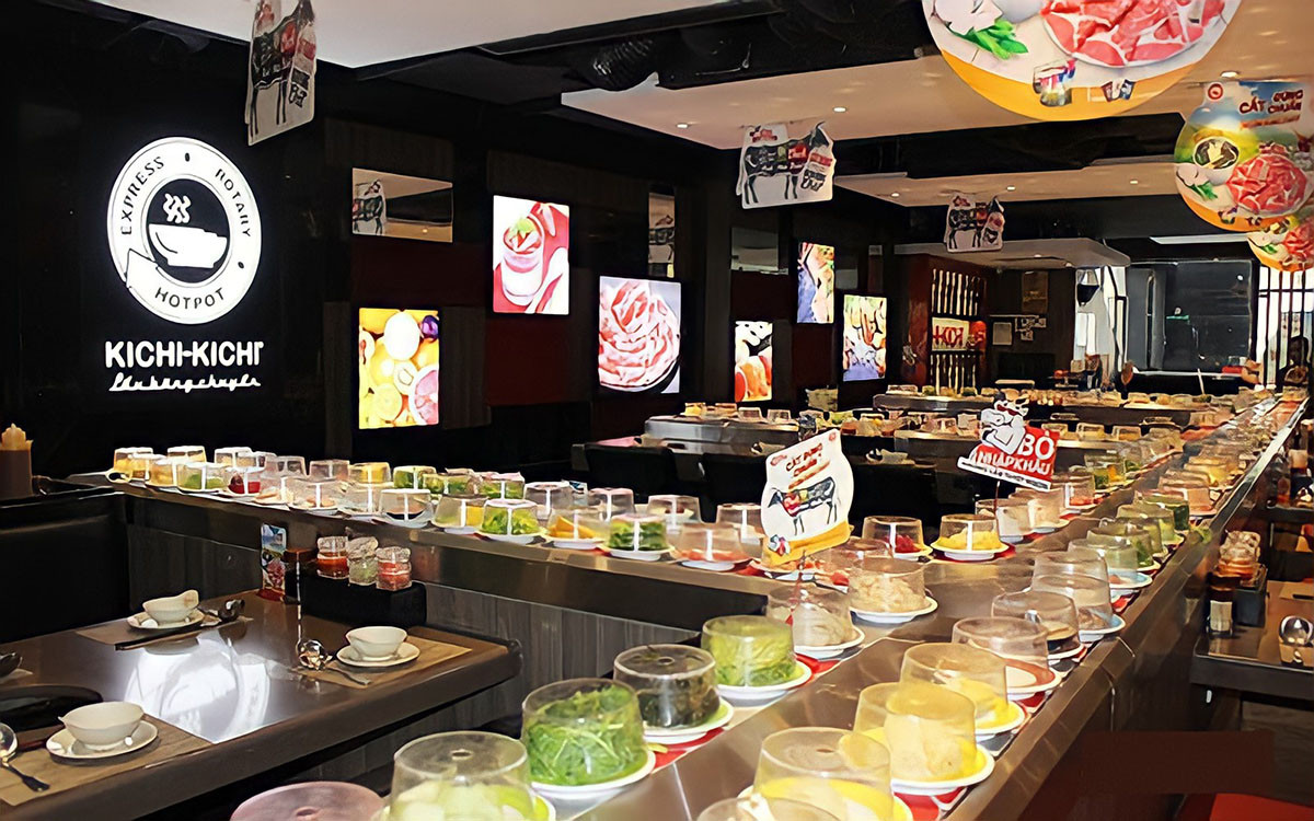 Buffet lẩu băng chuyền Kichi Kichi tại Vincom Thảo Điền, một lựa chọn ẩm thực đa dạng