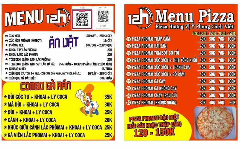Các món ăn kèm hấp dẫn trong thực đơn Pizza Gà Rán Xiên Que 12h