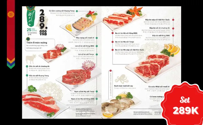 Chi tiết gói buffet 289.000 VNĐ tại King BBQ Vincom Trần Phú Nha Trang