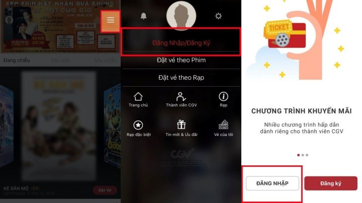 Giao diện ứng dụng CGV Cinemas giúp tra cứu lịch chiếu phim CGV Vincom Cao Lãnh và đặt vé