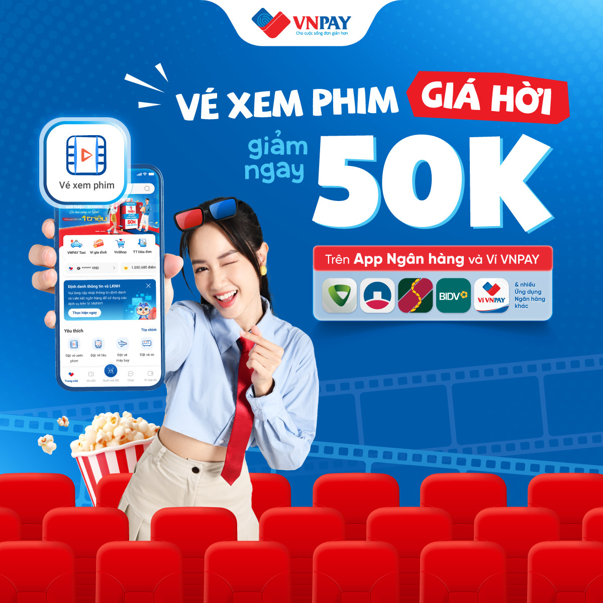 Giao diện ứng dụng đặt vé xem phim online qua VNPAY với nhiều ưu đãi hấp dẫn
