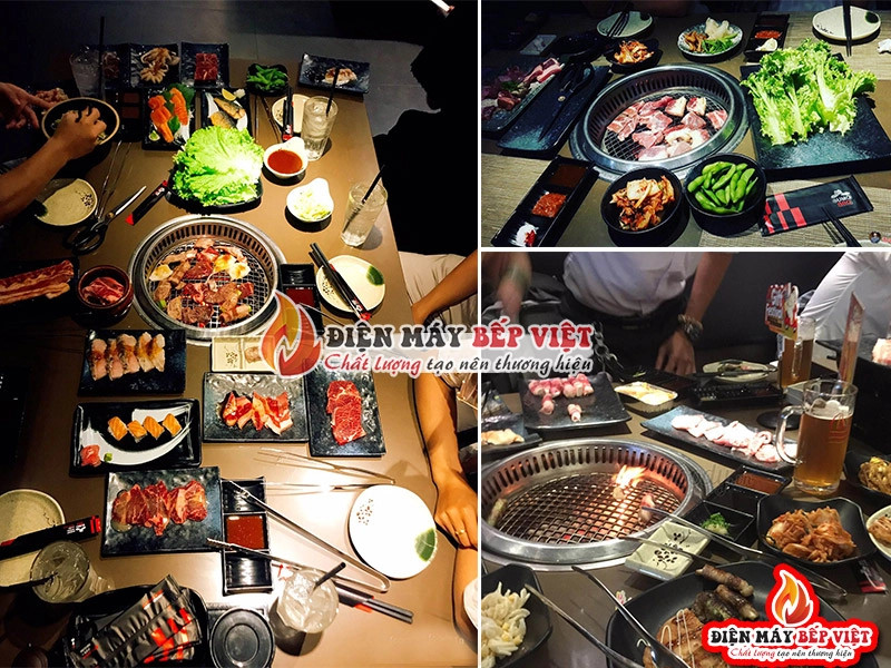 Hệ thống bếp nướng và ống hút khói được lắp đặt tại Sumo BBQ Vincom Thảo Điền