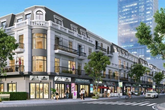 Hình ảnh khu Shophouse thương mại bên ngoài Vincom Thanh Hoá với kiến trúc hiện đại