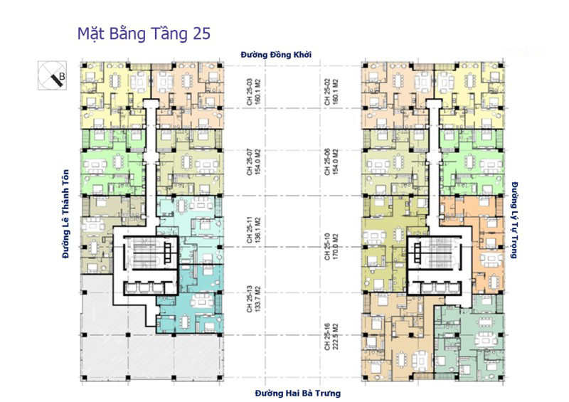 Khám phá mặt bằng căn hộ Vincom Đồng Khởi tầng 25
