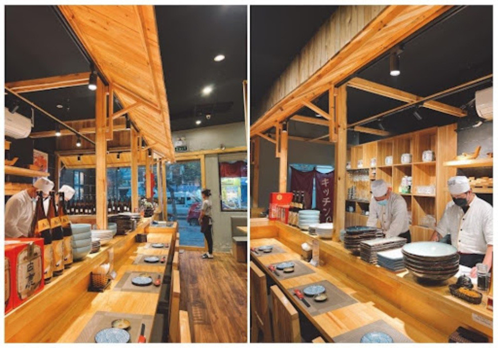 Không gian nhà hàng Kai Sushibar với kiến trúc Nhật Bản hiện đại