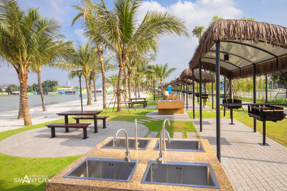 Không gian Vườn Nướng BBQ ngoài trời lý tưởng cho các buổi tiệc cuối tuần ở Vincom Smart City