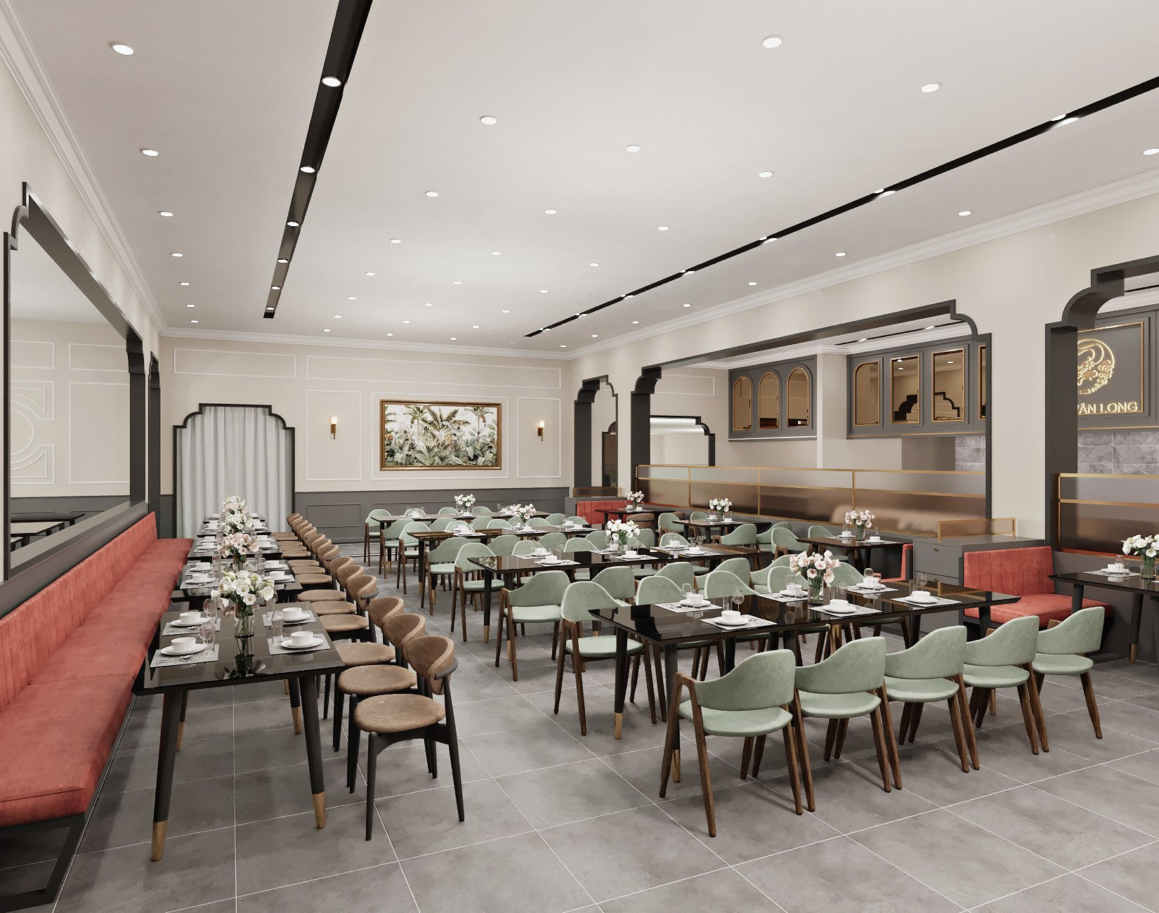 Khu vực quầy line buffet được bố trí đẹp mắt tại Cửu Vân Long Landmark