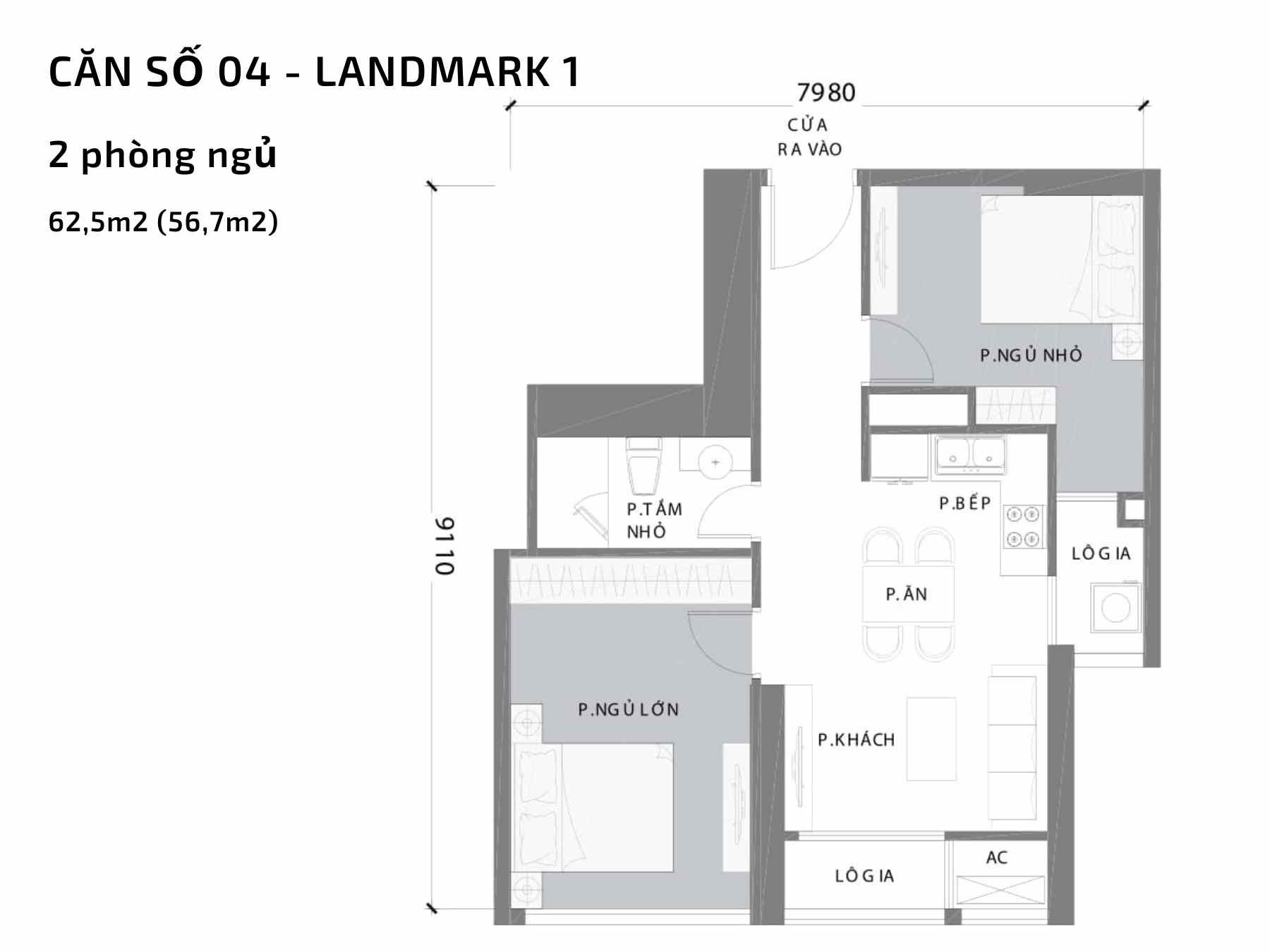 Mặt bằng căn hộ số 4 Landmark 1 Vinhomes Central Park