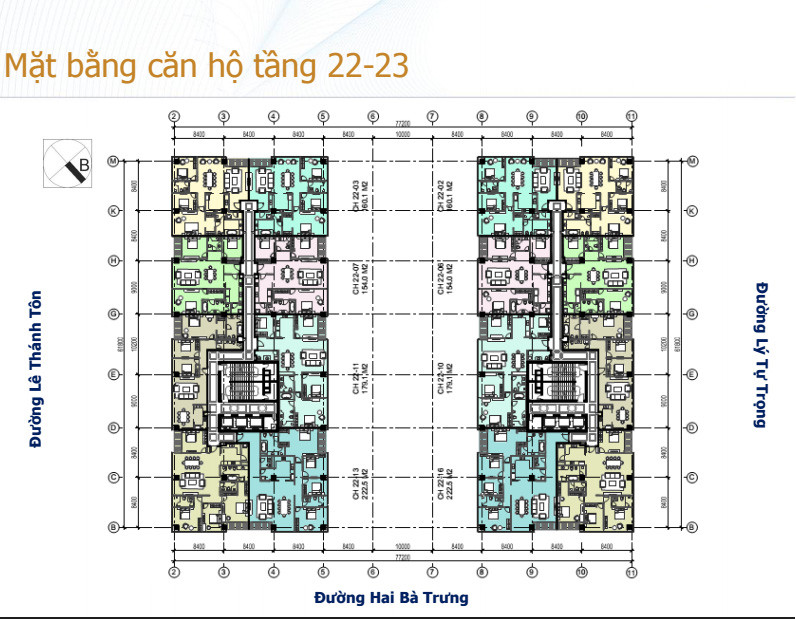 Mặt bằng căn hộ Vincom Đồng Khởi tầng 22 và 23