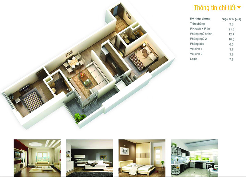 Mặt bằng điển hình căn hộ 72.90m2 tại HP Landmark Tower