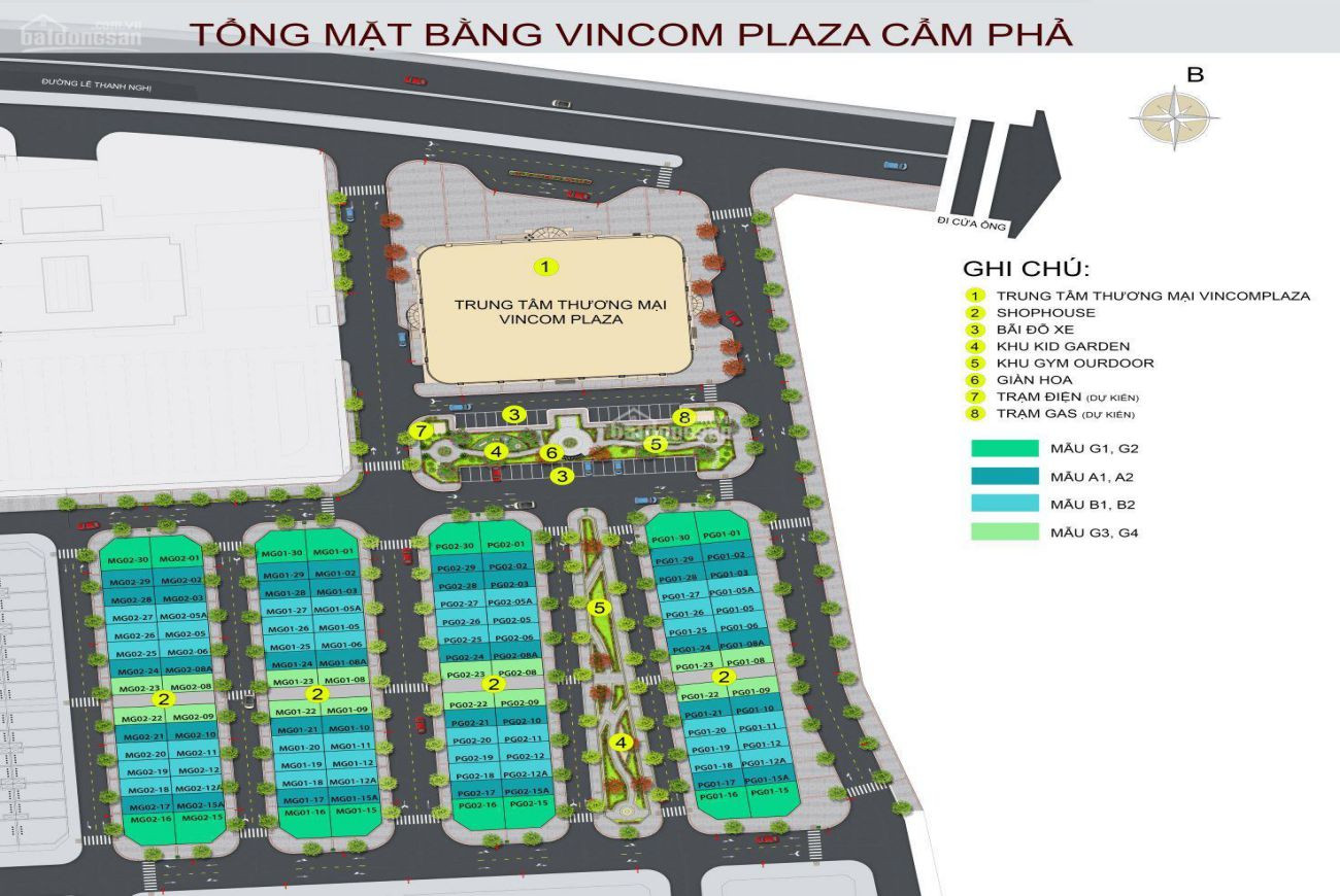 Mặt bằng phân lô điển hình của các căn Vincom Shophouse Cẩm Phả