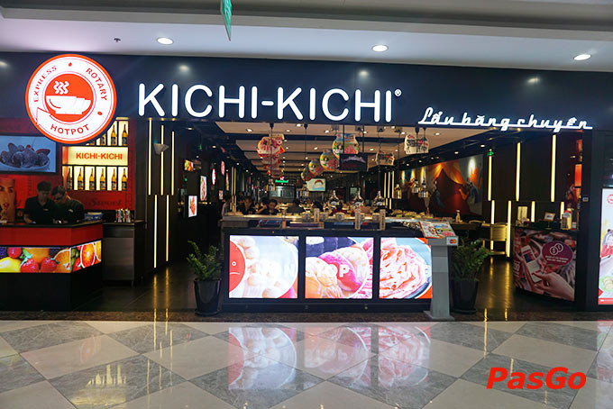 Mặt tiền nhà hàng Kichi Kichi Vincom Lê Văn Việt với tông màu đen đặc trưng