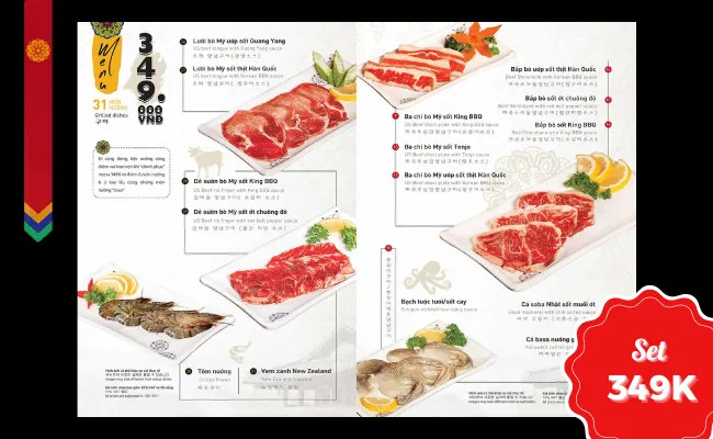 Menu buffet 349.000 VNĐ cùng lẩu tại King BBQ Vincom Trần Phú Nha Trang