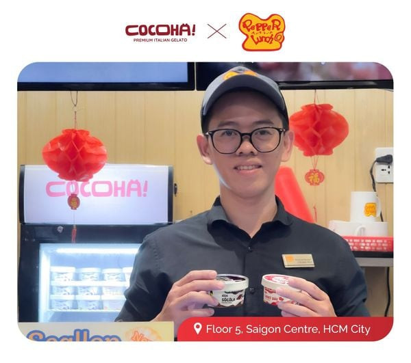 Món tráng miệng kem Cocoha Strawberry Sorbet hấp dẫn ở Pepper Lunch Vincom Trần Duy Hưng
