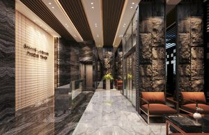 Một góc sảnh đón hiện đại của DaNang Landmark Tower