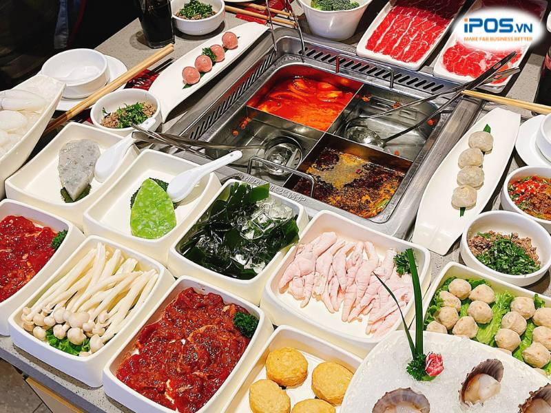 Một phần hình ảnh của Haidilao Vincom Times City với các món ăn hấp dẫn trong thực đơn đa dạng, sẵn sàng phục vụ thực khách.