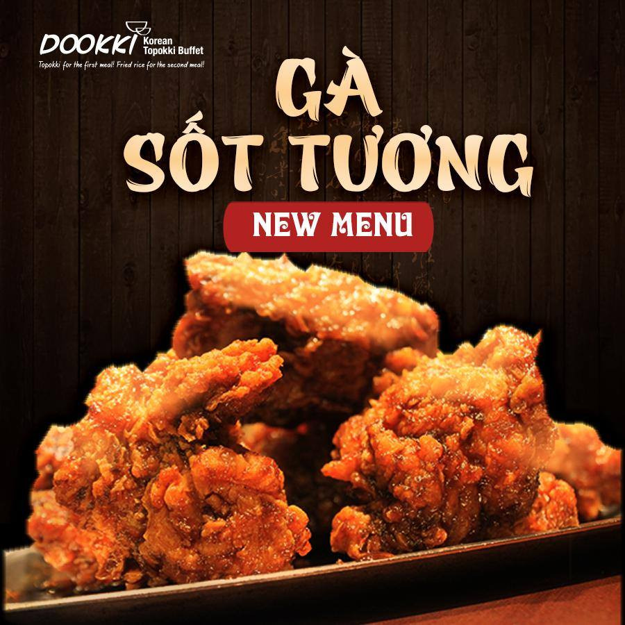 Phần gà rán sốt tương giòn rụm hấp dẫn tại nhà hàng Dookki