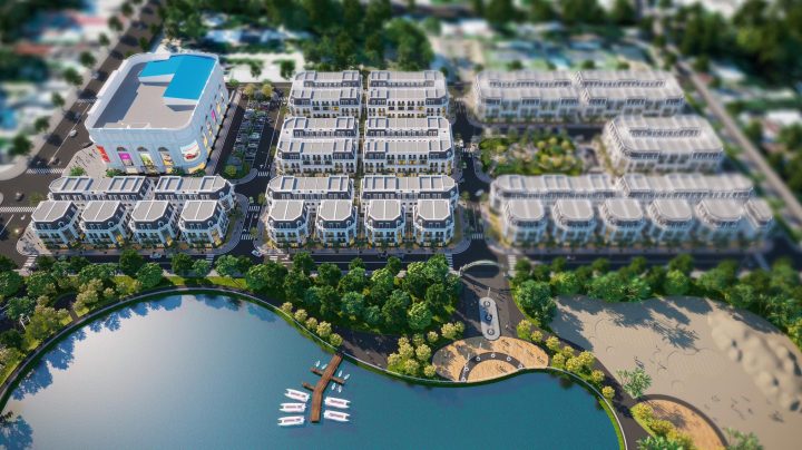 Phối cảnh tổng thể dự án Vincom Shophouse Bạc Liêu với kiến trúc hiện đại