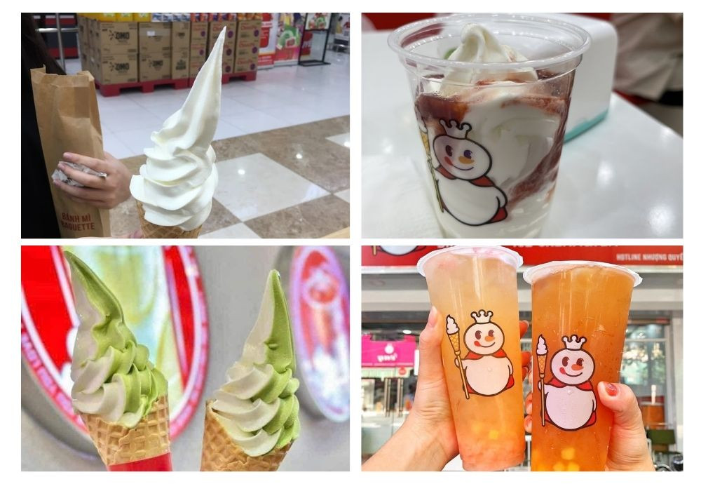 Quầy pha chế và menu các loại trà sữa của Mixue
