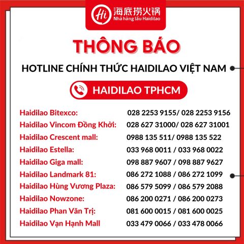 Số điện thoại đặt bàn Haidilao Vincom Plaza Gò Vấp