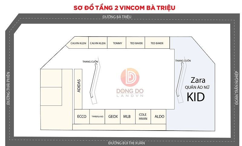 Sơ đồ bố trí gian hàng tầng 2 Vincom Bà Triệu