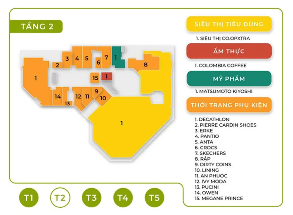 Sơ đồ chi tiết tầng 2 của Vincom Mega Mall Grand Park