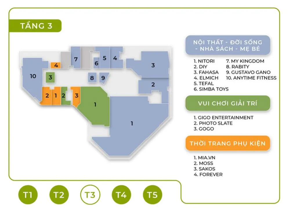 Sơ đồ chi tiết tầng 3 của Vincom Mega Mall Grand Park