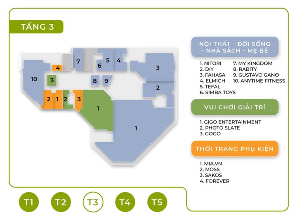 Sơ đồ mặt bằng tầng 3 Vincom Mega Mall Grand Park