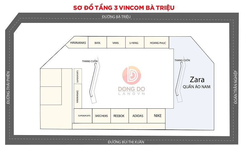 Sơ đồ mặt bằng Vincom Bà Triệu tầng 3