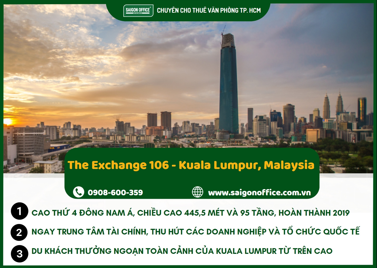 The Exchange 106, một trong những tòa nhà chọc trời cao nhất Kuala Lumpur, Malaysia, biểu tượng của sự hiện đại