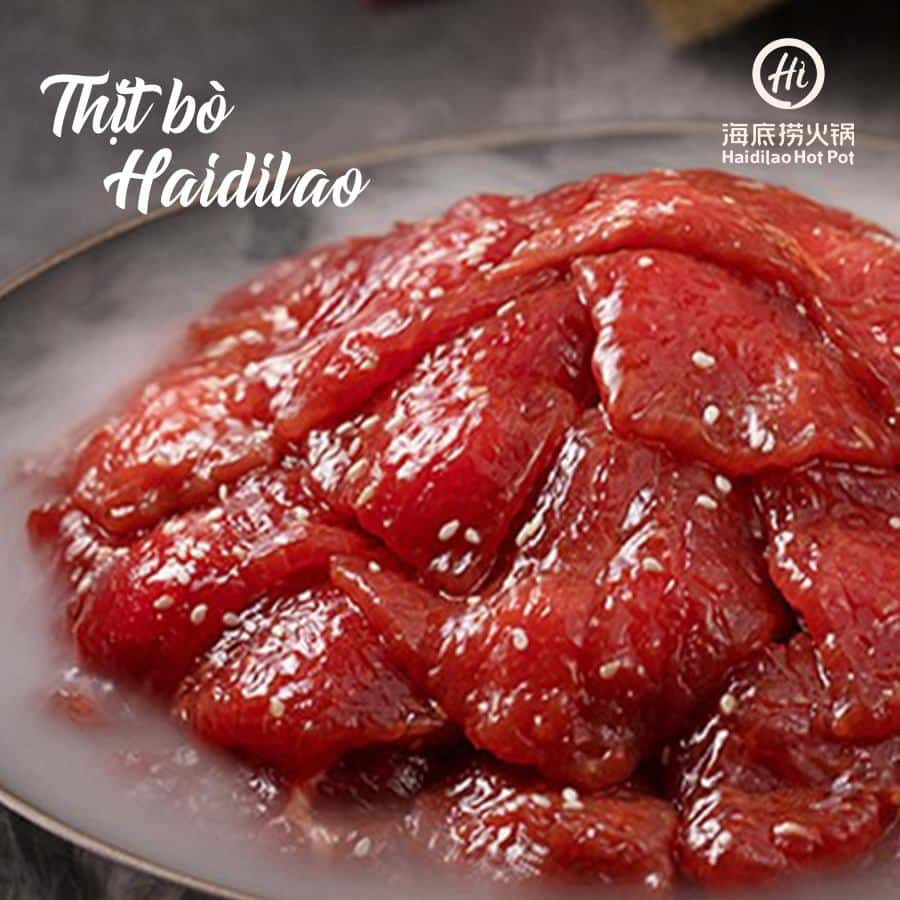 Thịt bò tươi ngon, chất lượng cao trong thực đơn lẩu Haidilao