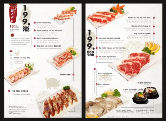 Thực đơn Buffet 199K King BBQ Cần Thơ