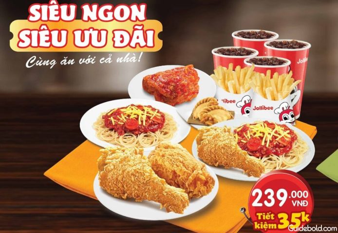 Thực đơn đa dạng của Jollibee với các món ăn nhanh hấp dẫn tại Việt Nam.