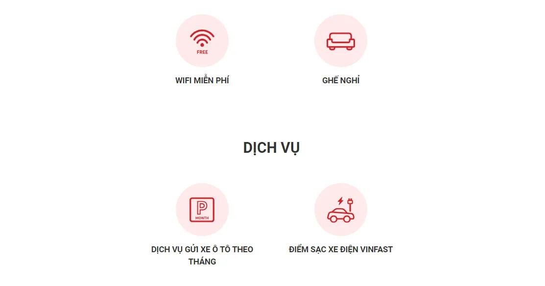 Tiện ích khác tại Vincom Hùng Vương Cần Thơ, bao gồm trạm sạc VinFast
