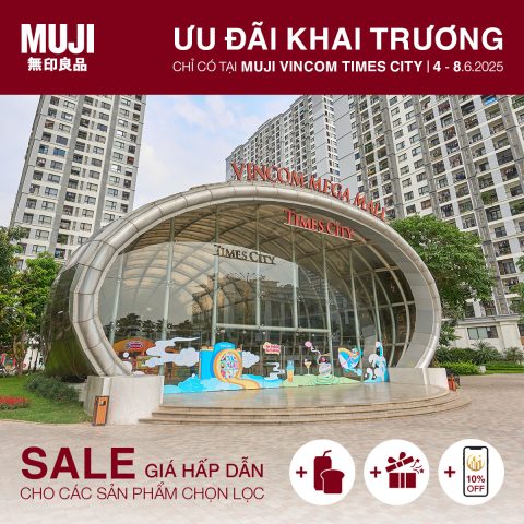 Tổng quan không gian rộng rãi của cửa hàng Muji Vincom Times City