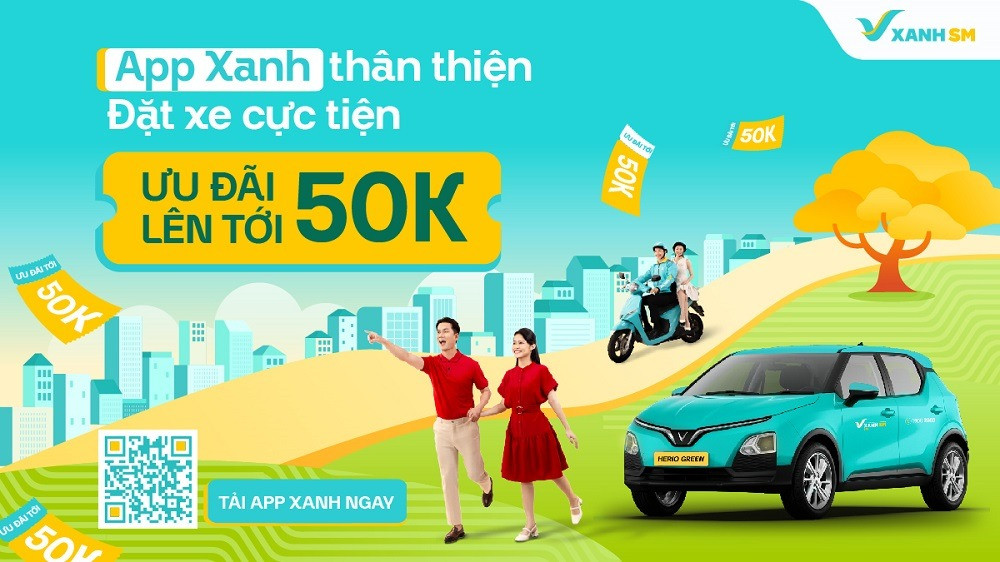 Ứng dụng Xanh SM trên điện thoại, phương tiện tiện lợi để di chuyển đến xem phim Vincom Phú Yên.