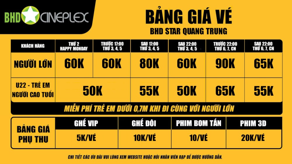 Ưu đãi hấp dẫn dành cho khách hàng của rạp chiếu phim BHD Star Vincom Gò Vấp