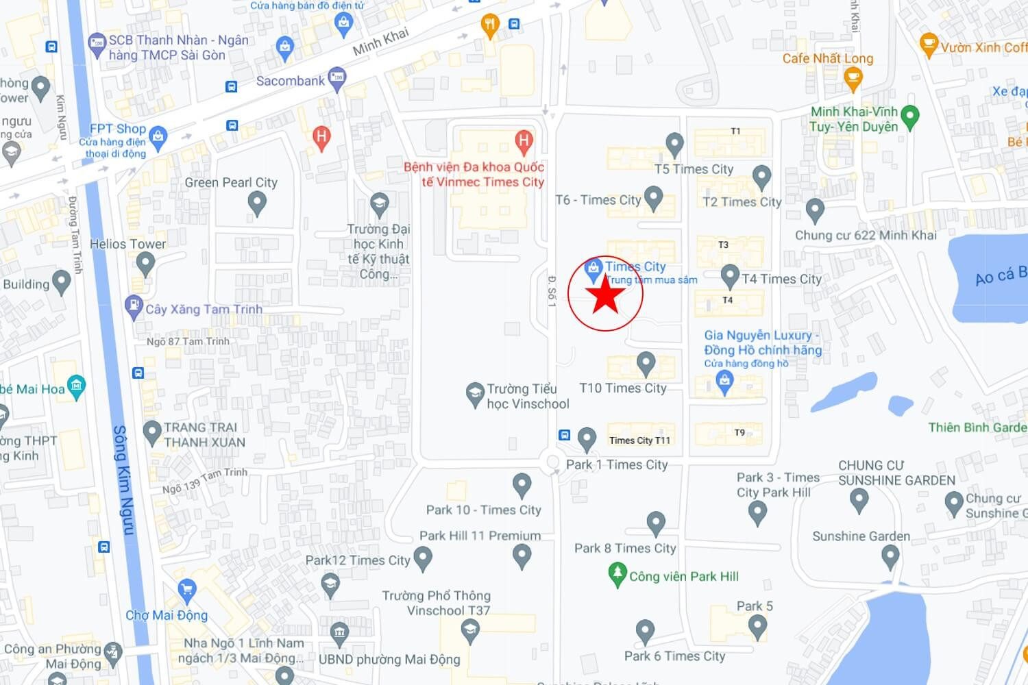 Vị trí chiến lược của Vincom Mega Mall Times City trên bản đồ, điểm đến hấp dẫn tại Hà Nội