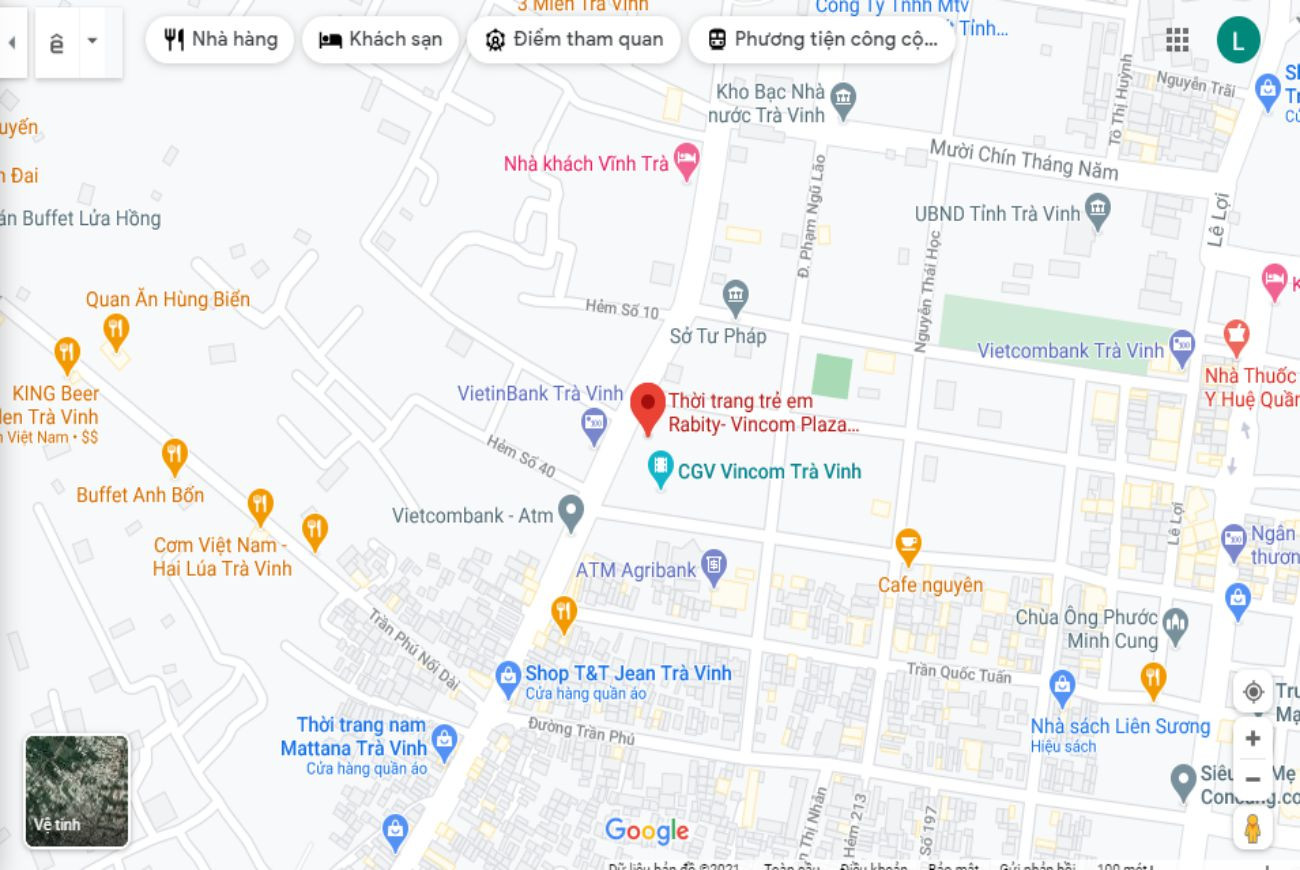 Vị trí trung tâm của Vincom Trà Vinh trên bản đồ