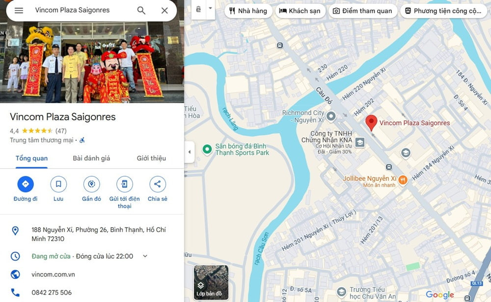 Vincom Plaza Saigonres nằm tại địa chỉ 188 Nguyễn Xí, một lựa chọn Vincom Plaza Bình Thạnh tiện lợi