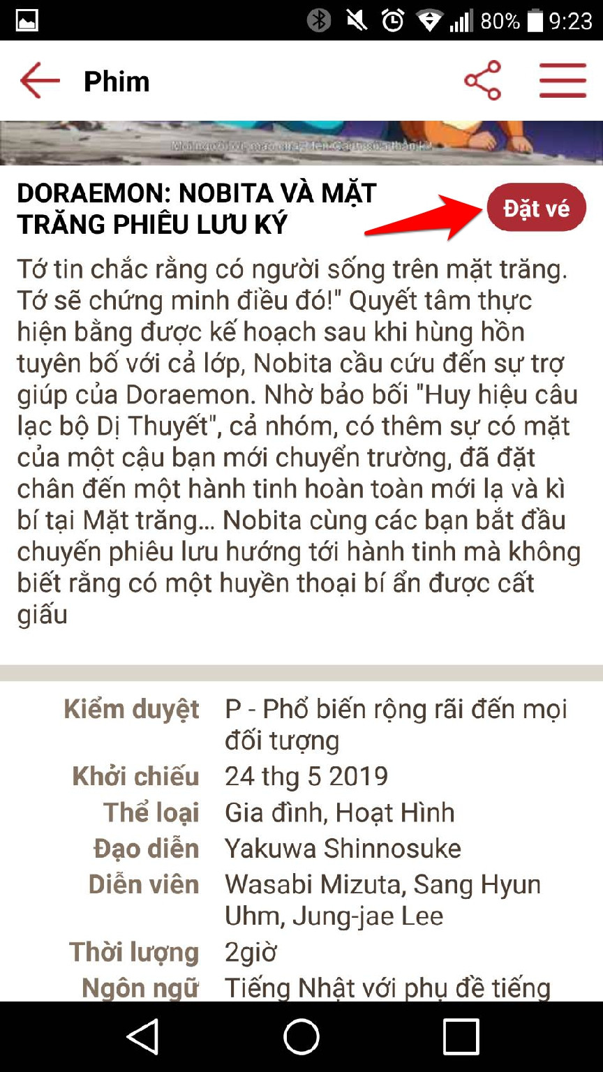 Xem thông tin chi tiết phim trước khi đặt vé