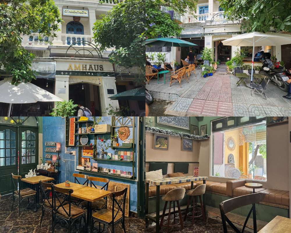 Amhaus Hidden Cafe với gam màu chủ đạo trắng xanh