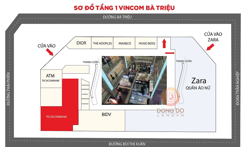 Bản đồ bố trí gian hàng tại tầng 1 Vincom Bà Triệu, hướng dẫn trải nghiệm mua sắm